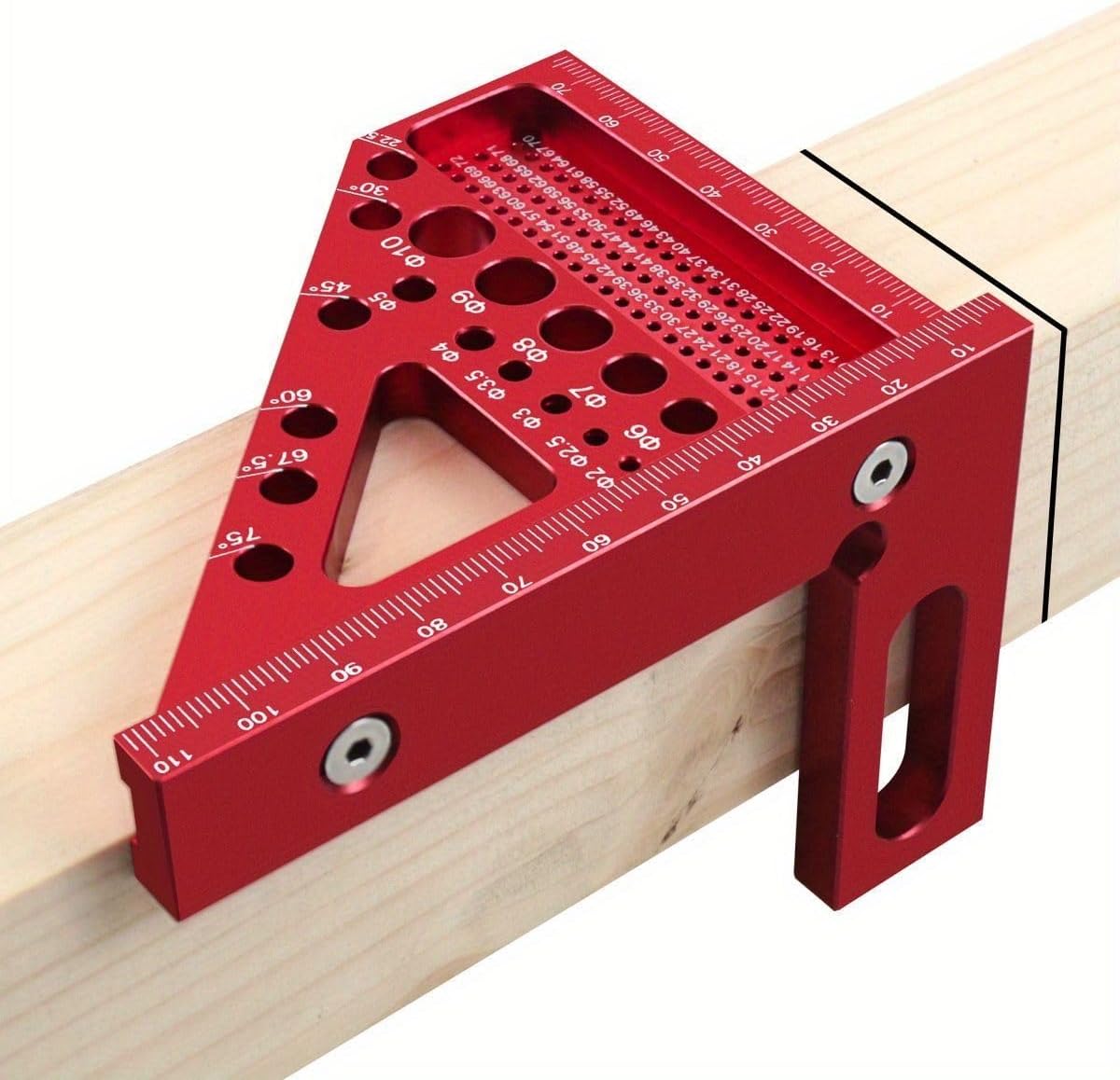 Regla cuadrada 3D multiángulo aluminio 45/90° carpintería rojo