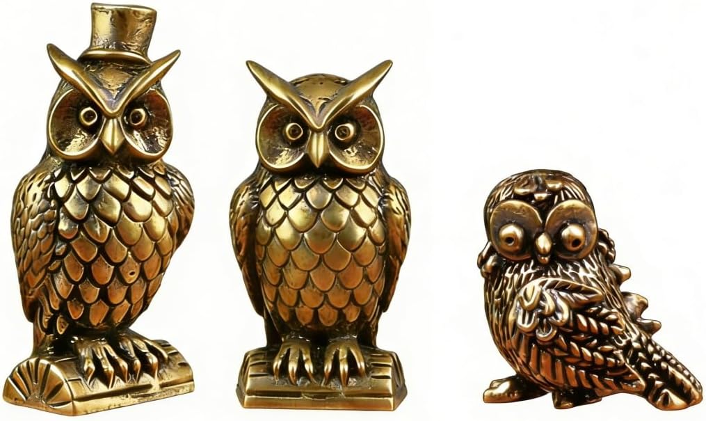Set 3 figuras magnéticas bisagra de búho decoración hogar