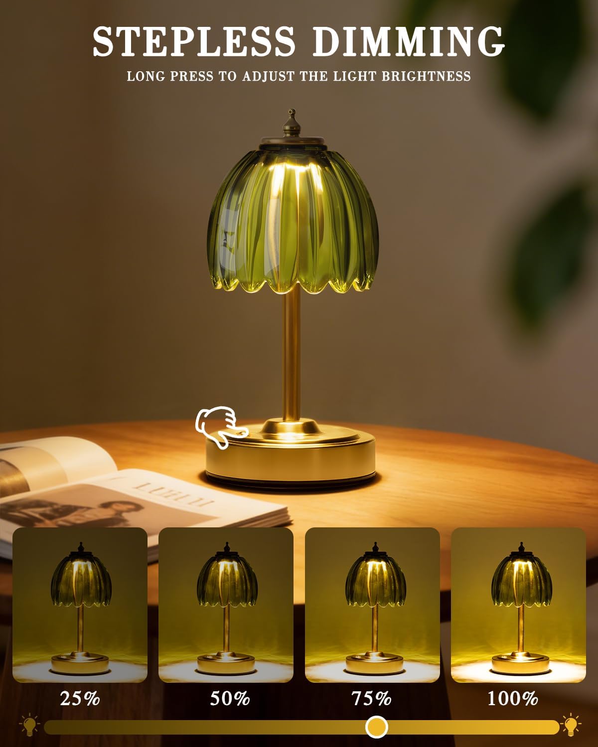 Lámpara de mesa Tulip con control tactil 5400mAh inalámbrica