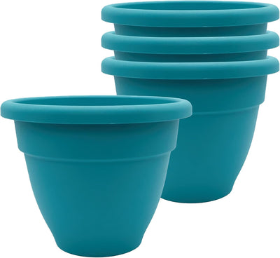 Macetas plástico 8pulg drenaje tapón paquete 4 jardín