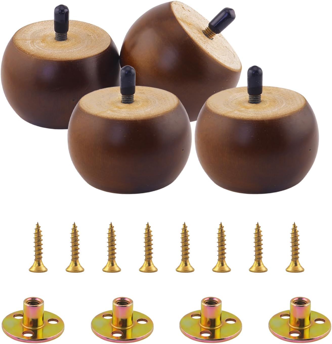 Set 4 Patas Madera Nogal para Mueble Perno M8