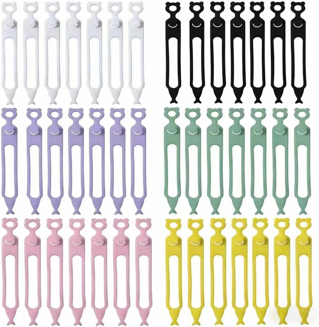 Organiz. cables silicona 42 picos reutilizable resistente