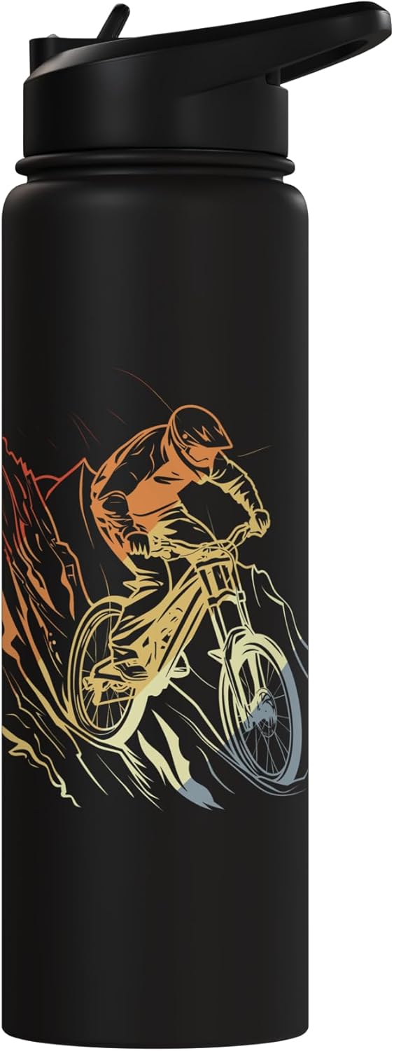 Botella de agua acero inoxidable vintage para bicicleta de montaña