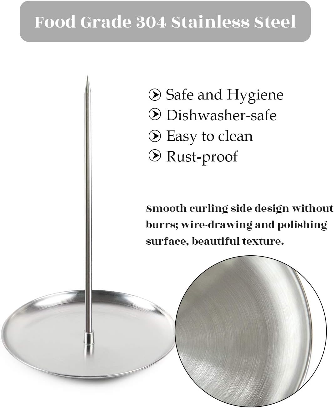 Pincho vertical bras. acero inox asar carne filete salchicha