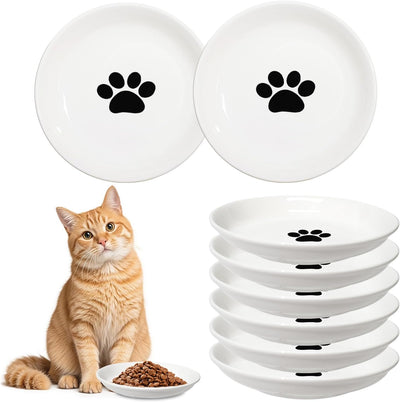 8 Pzas Cuencos Cerámica Gatos Anchos 5.9pulg Fáciles Limpiar