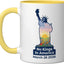 Taza cerámica floral patriótica No Kings In America amarilla/blanca
