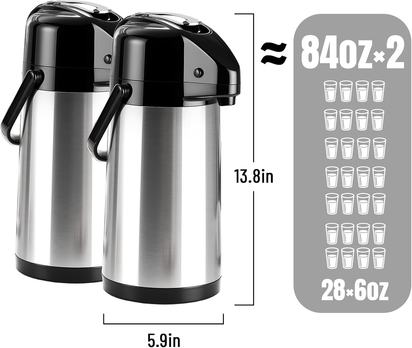 Jarra café Airpot doble bomba 84oz acero inox