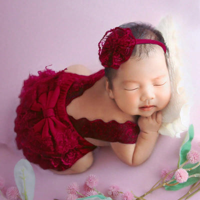 Traje foto recién nacido encaje accesorios niña