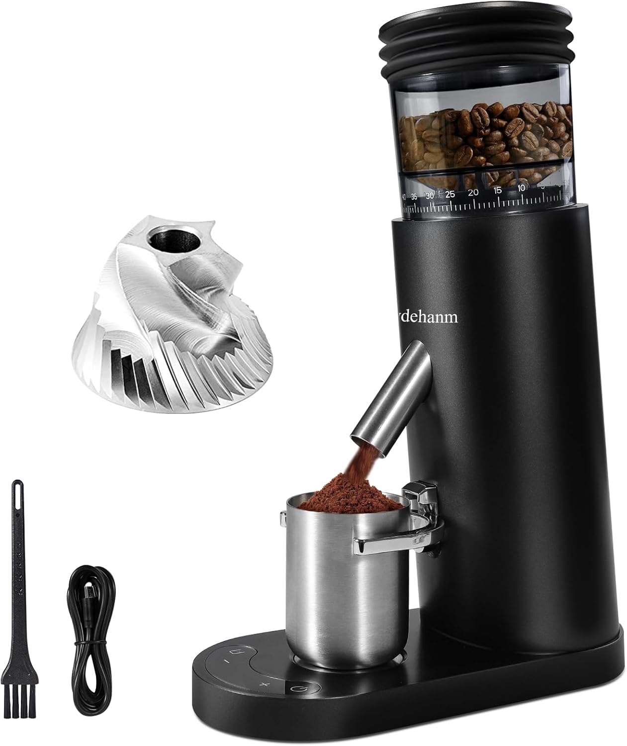 Molinillo café acero inox con soplador 60 ajustes negro