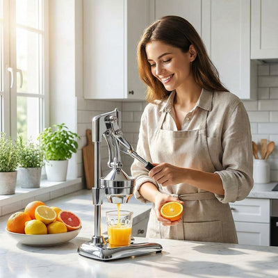Exprimidor manual de acero inoxidable para cítricos y frutas