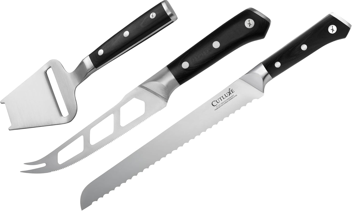 Juego de cuchillos de queso y pan Cutluxe con rebanador