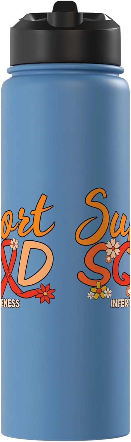 Botella de agua acero inoxidable aislada sin BPA naranja