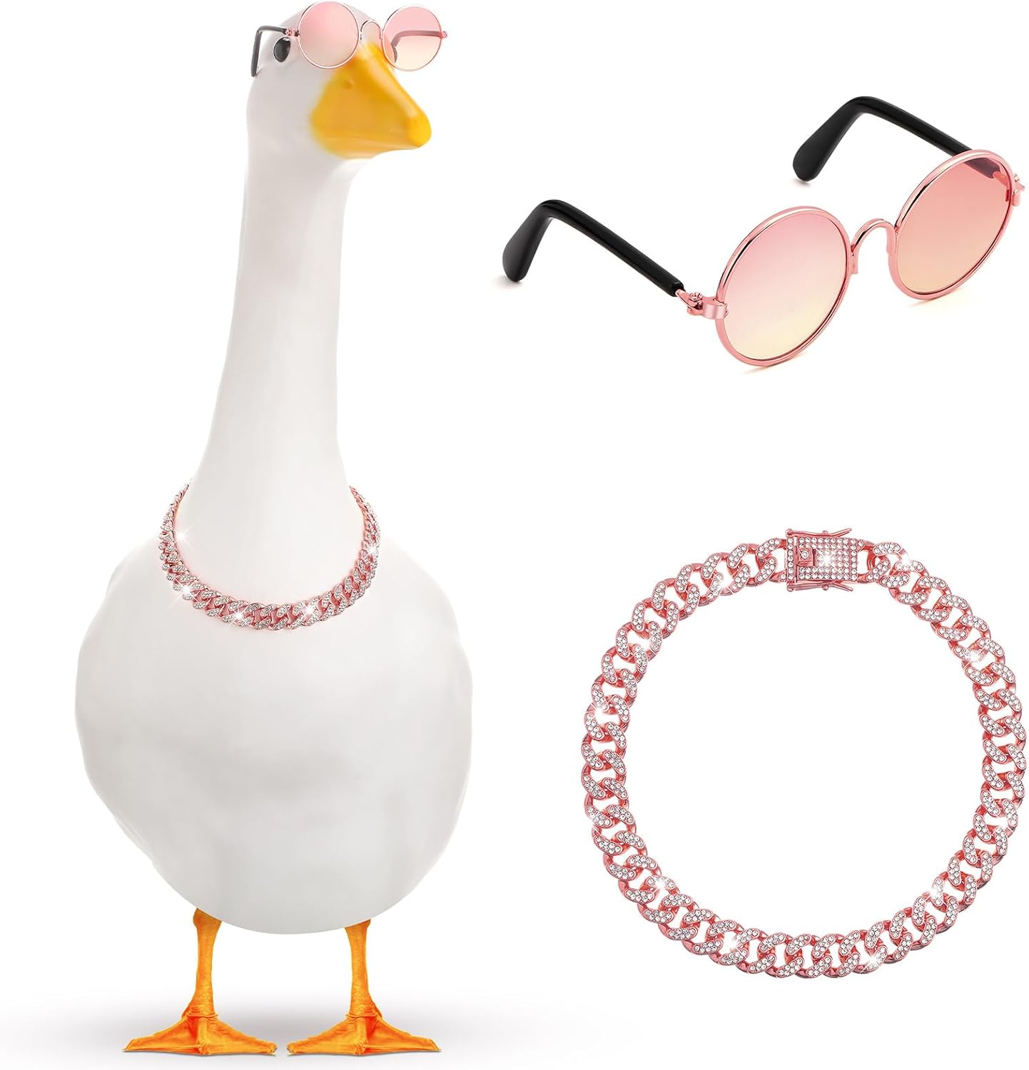 Collar gafas sol ganso plástico 58cm disfraz retro