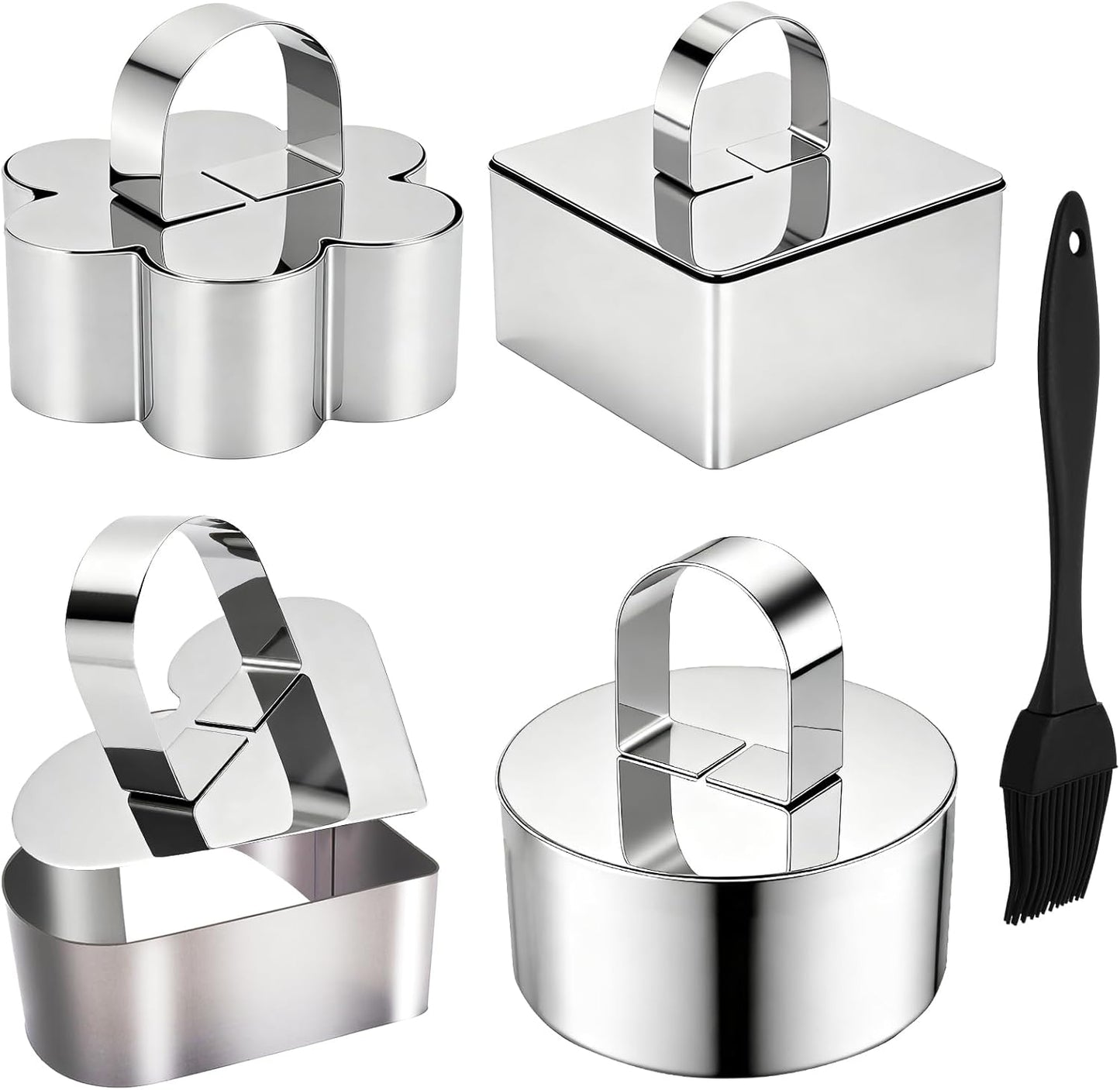 Juego de 4 moldes de acero inoxidable para anillos de pastel