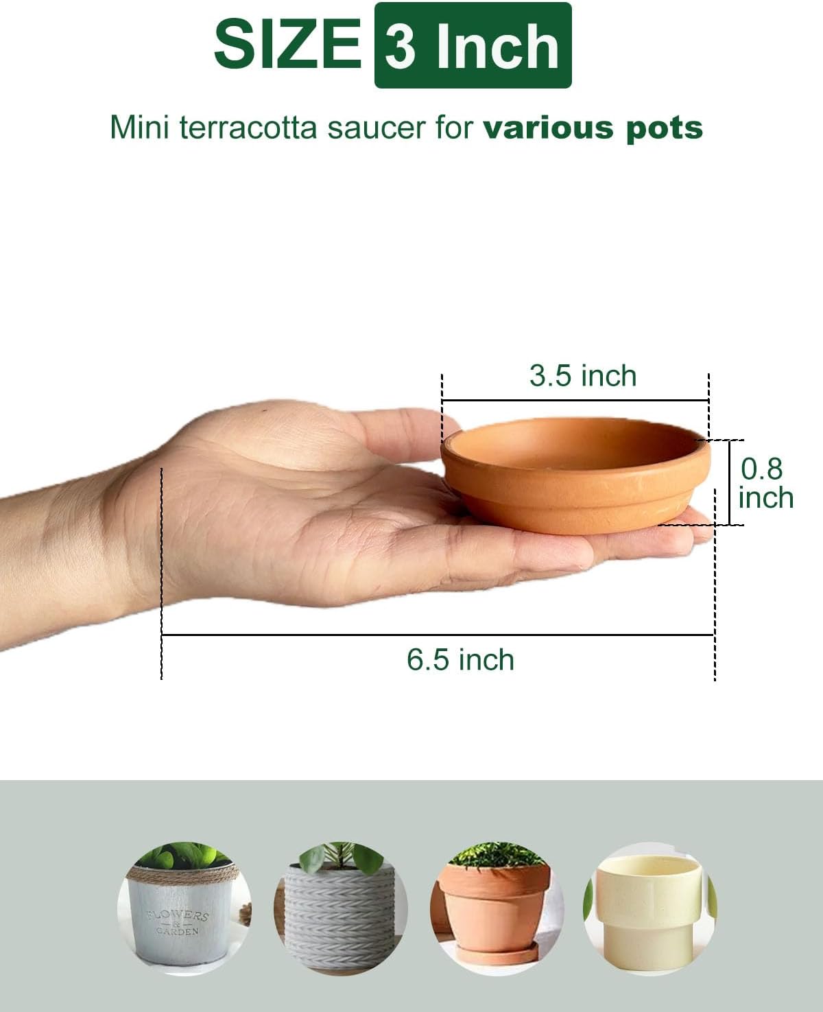 6 Platillos Terracota 3.5pulg para Macetas 2-2.5pulg