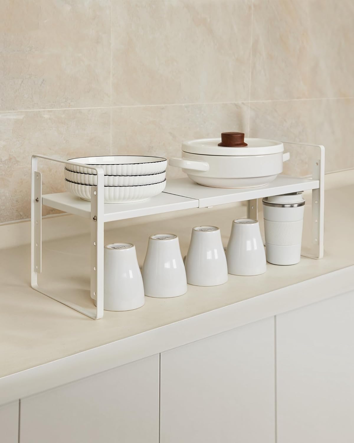 Pack 2 organiz. estantes cocina 5 alturas ajustables