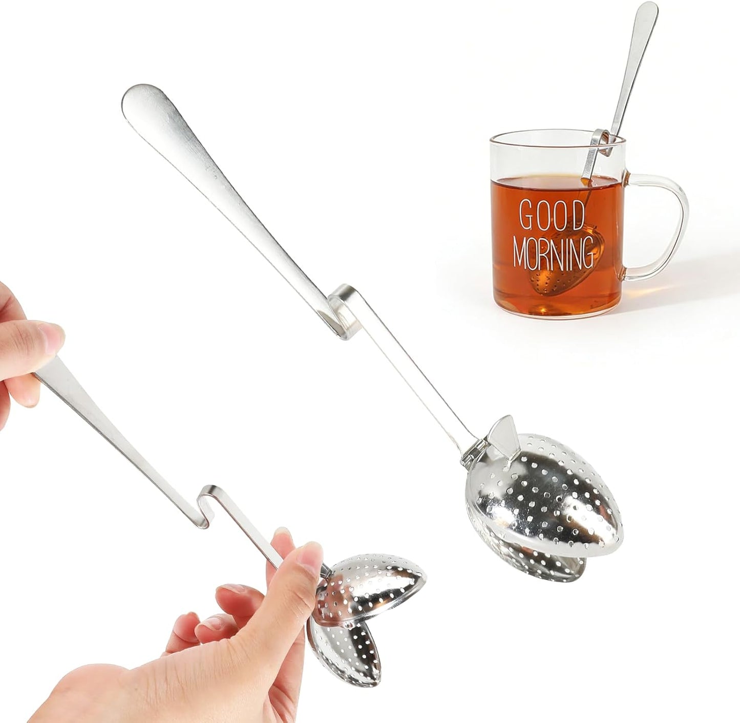 Cuchara infusora de té acero inoxidable con filtro malla fina mango largo