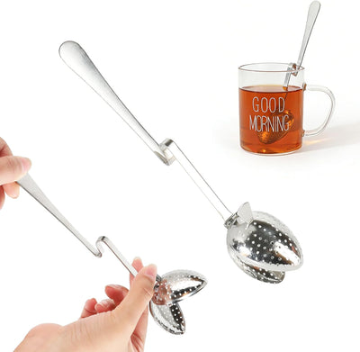 Cuchara infusora de té acero inoxidable con filtro malla fina mango largo