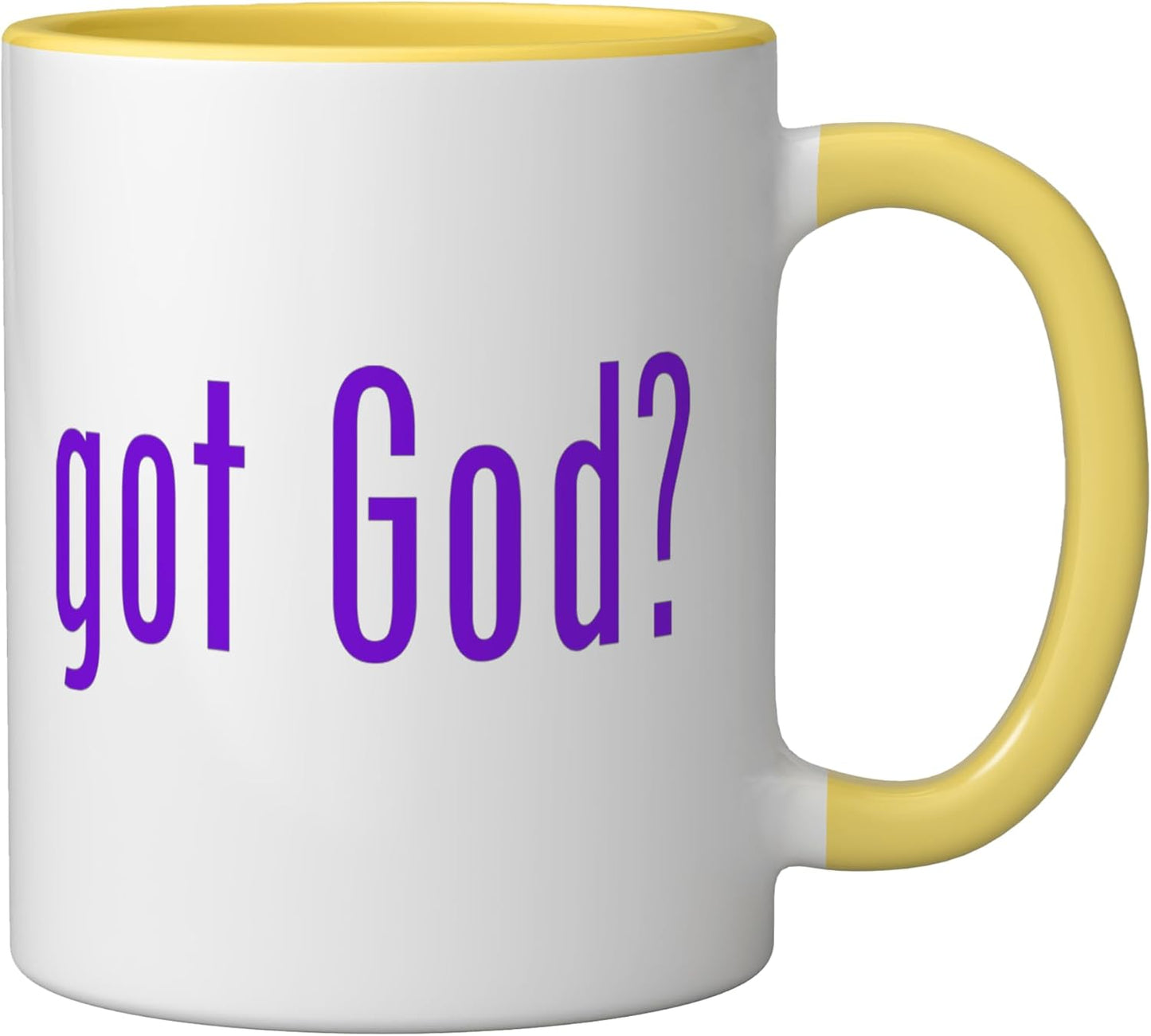 Taza cerámica got God? Amarillo/Blanco