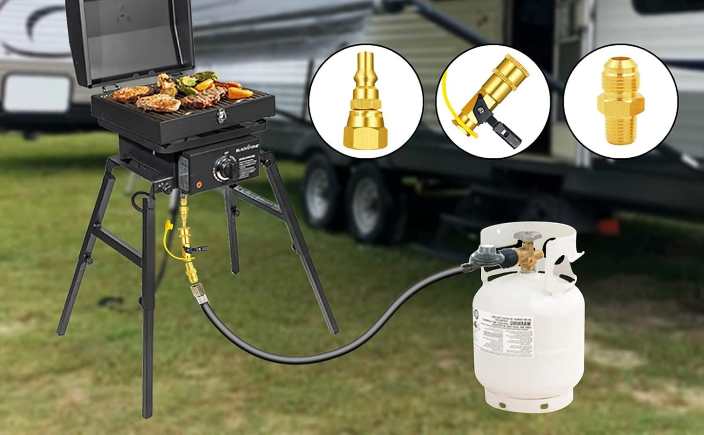 Kit adaptador propano 1/4 a 3/8 pulg conexión rápida parrilla