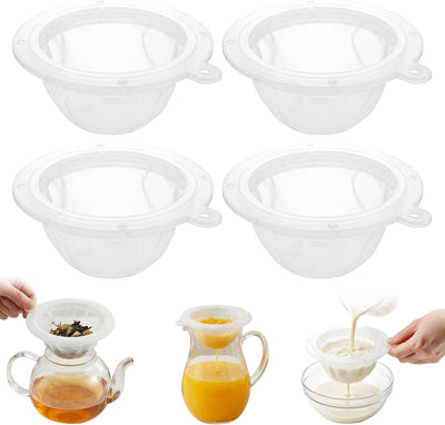 4 Coladores Plástico 5pulg Malla Fina para Aceites Jugo Vino
