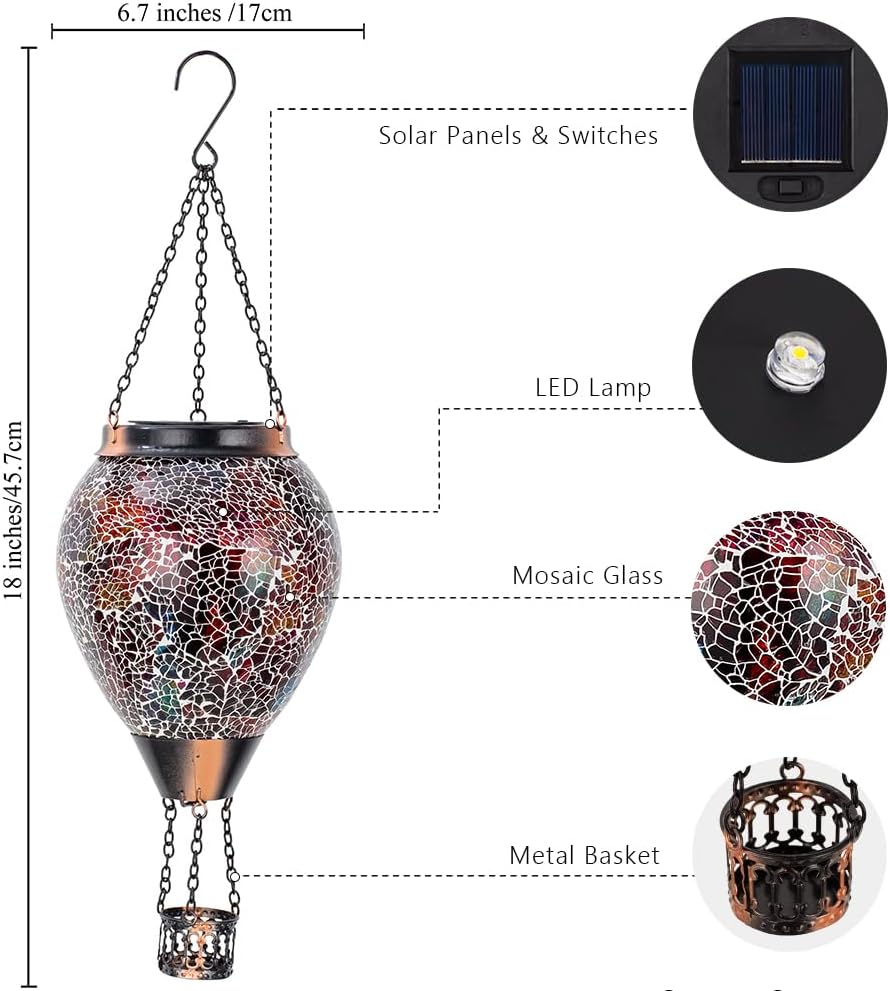Farol solar globo aire caliente con llama
