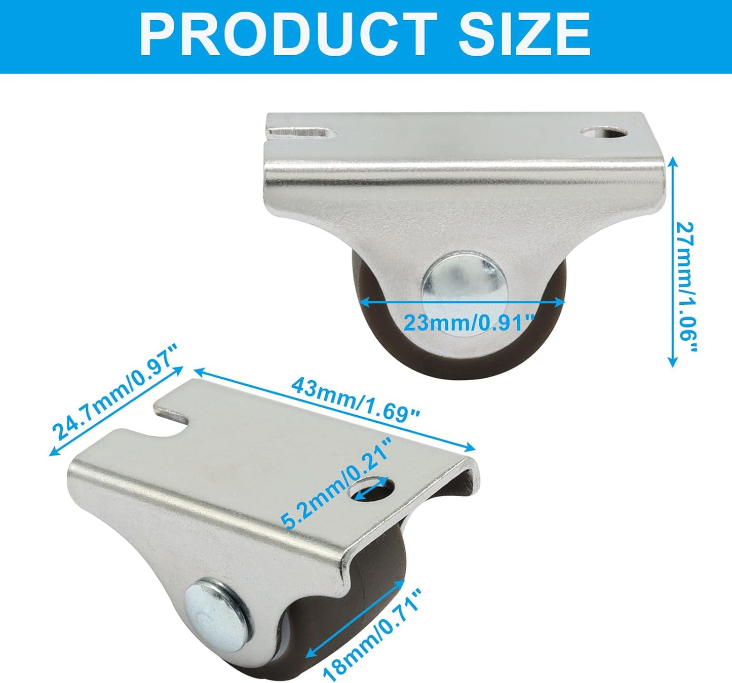 4 Pzas Ruedas TPE Acero Bajo para Muebles