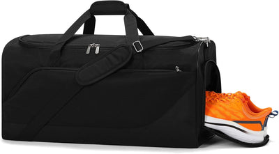 Bolsa gimnasio hombre 52L con compartimento zapatos Negro