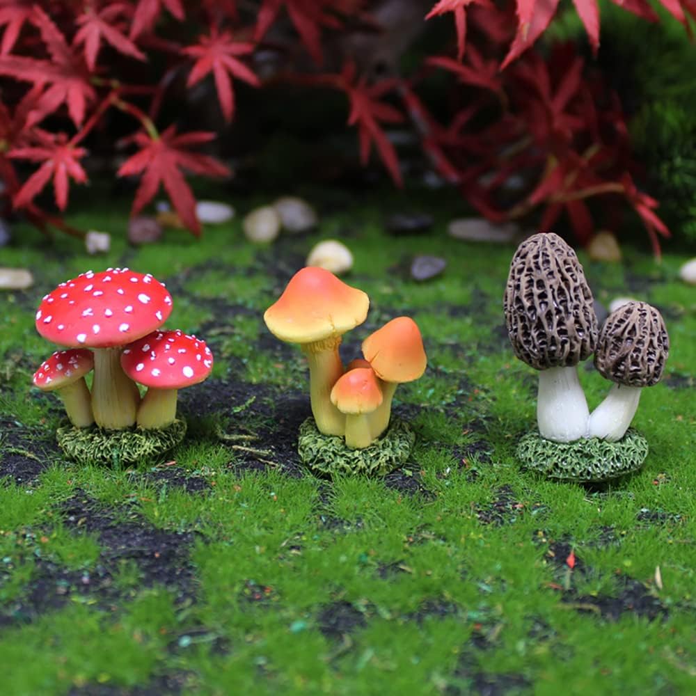 6 figuras hongos resina decoración jardín hogar