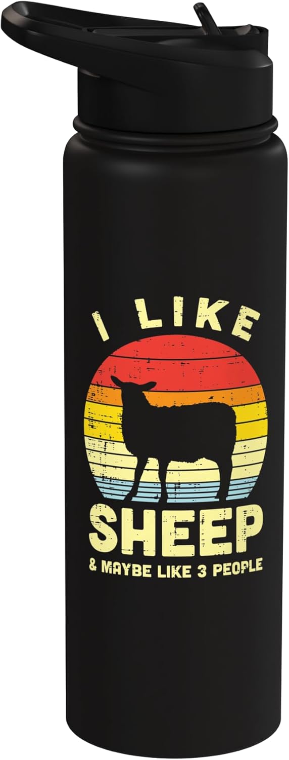 Botella de agua aislada de acero inoxidable regalo para granjero con animales retro