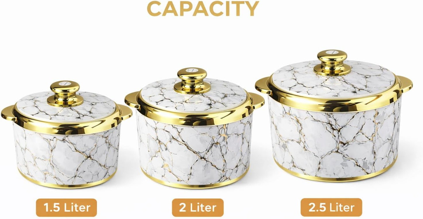 Set 3 Cazuelas Acero Inox Calienta Alimentos Diario Gris