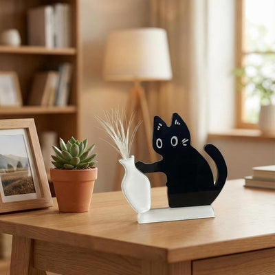 4 Soportes Bigotes Gato Acrílico Imanes Negro