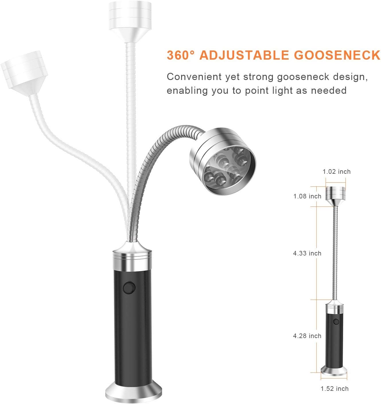 Luces LED magnéticas para parrilla exterior con cuello ganso