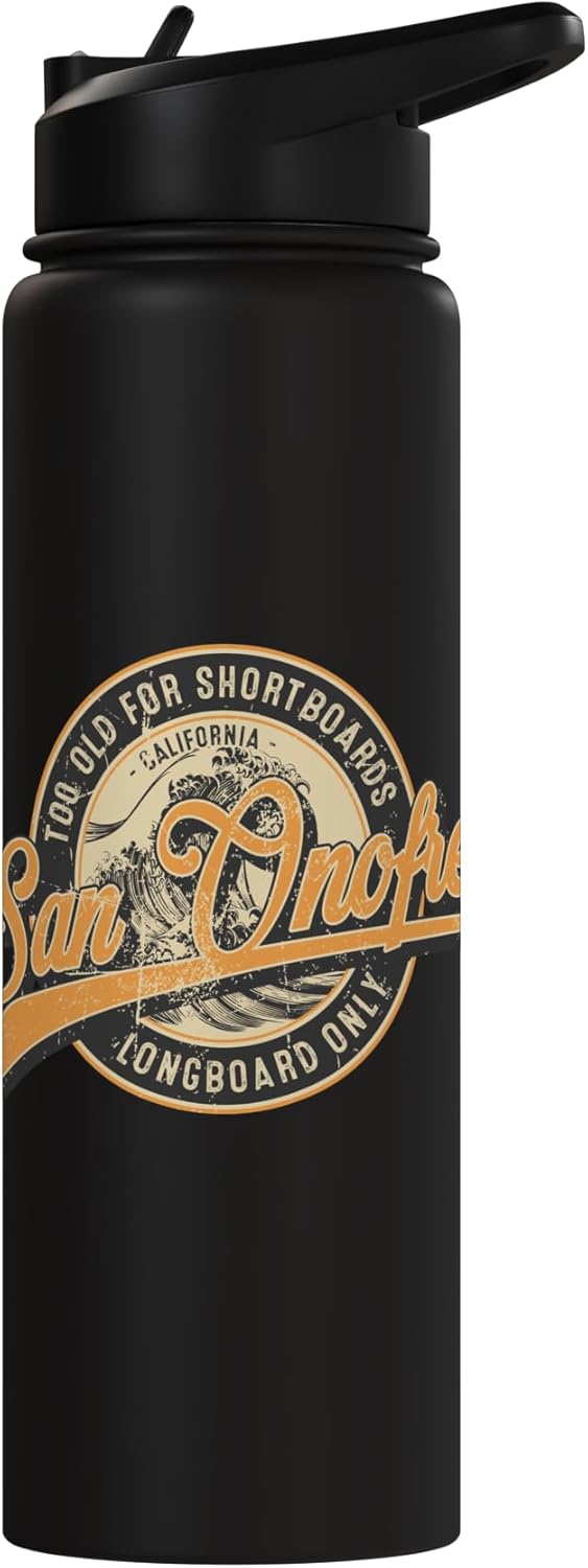 Botella de agua acero inoxidable sin BPA para surf retro wave