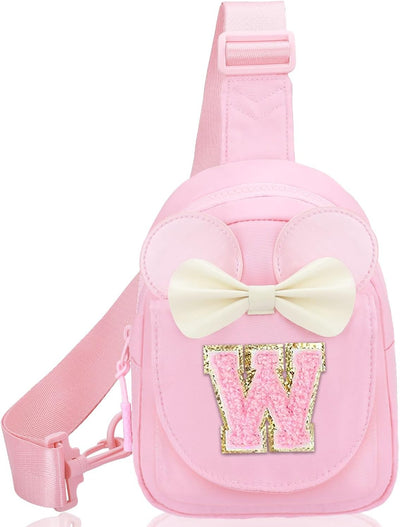 Bolso bandolera para niña con inicial rosa