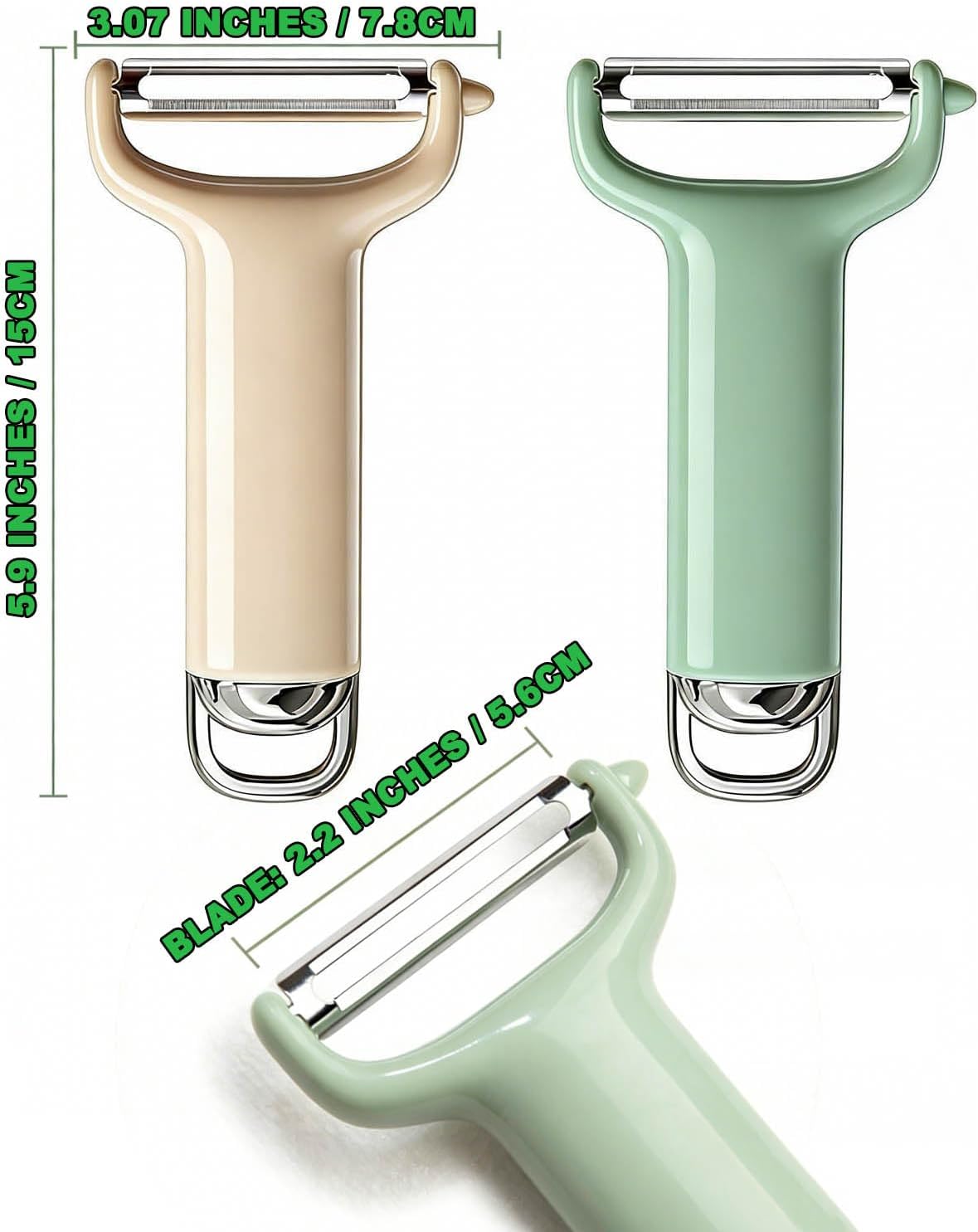 Pelador acero inox 420 giratorio 2 pzas antideslizante