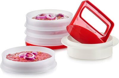 Juego prensa hamburguesas 4 contenedores sin BPA lavavajillas