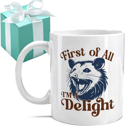Taza de café divertida de mapache para mujer y regalo