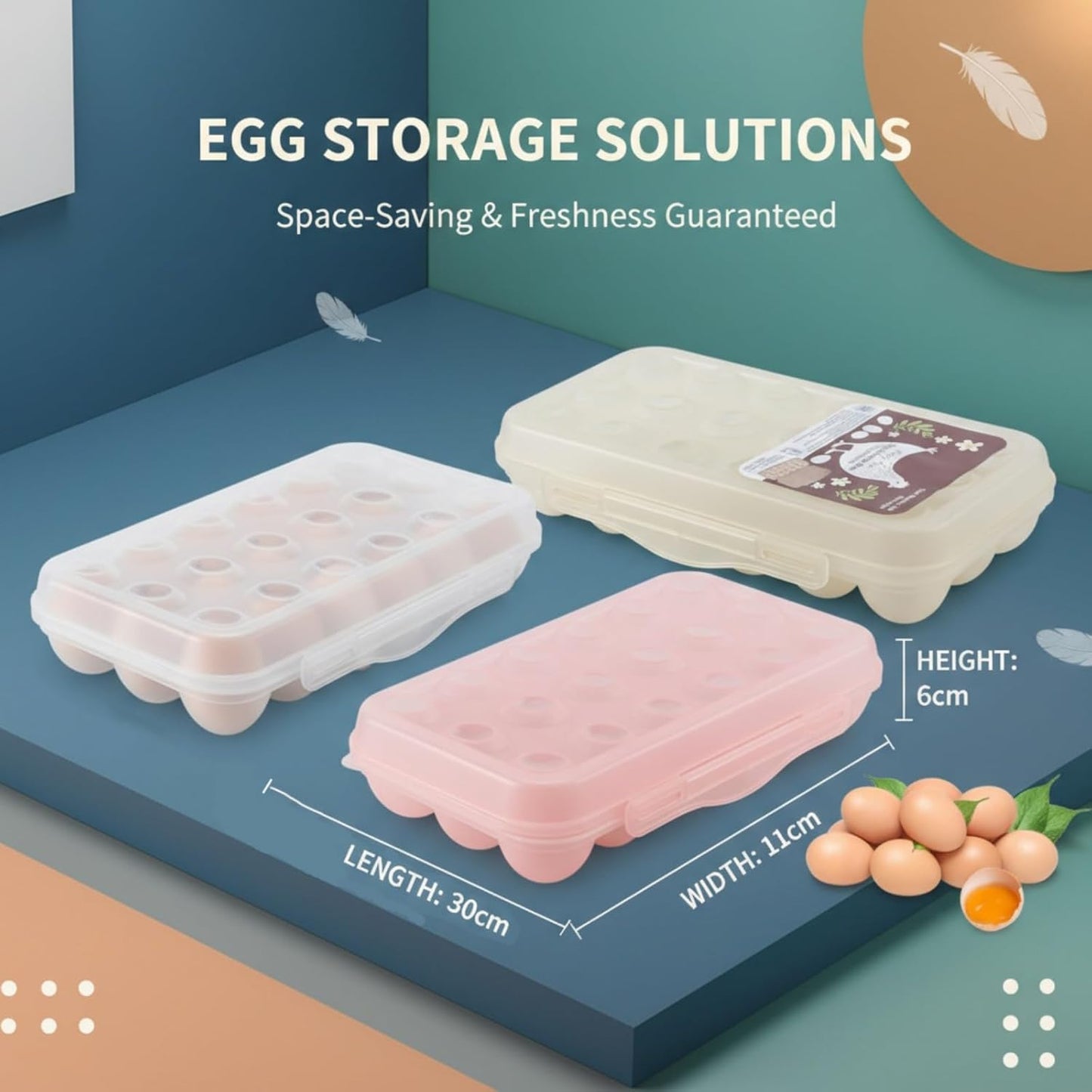 Contenedor huevos apilable con tapa transparente 18uds