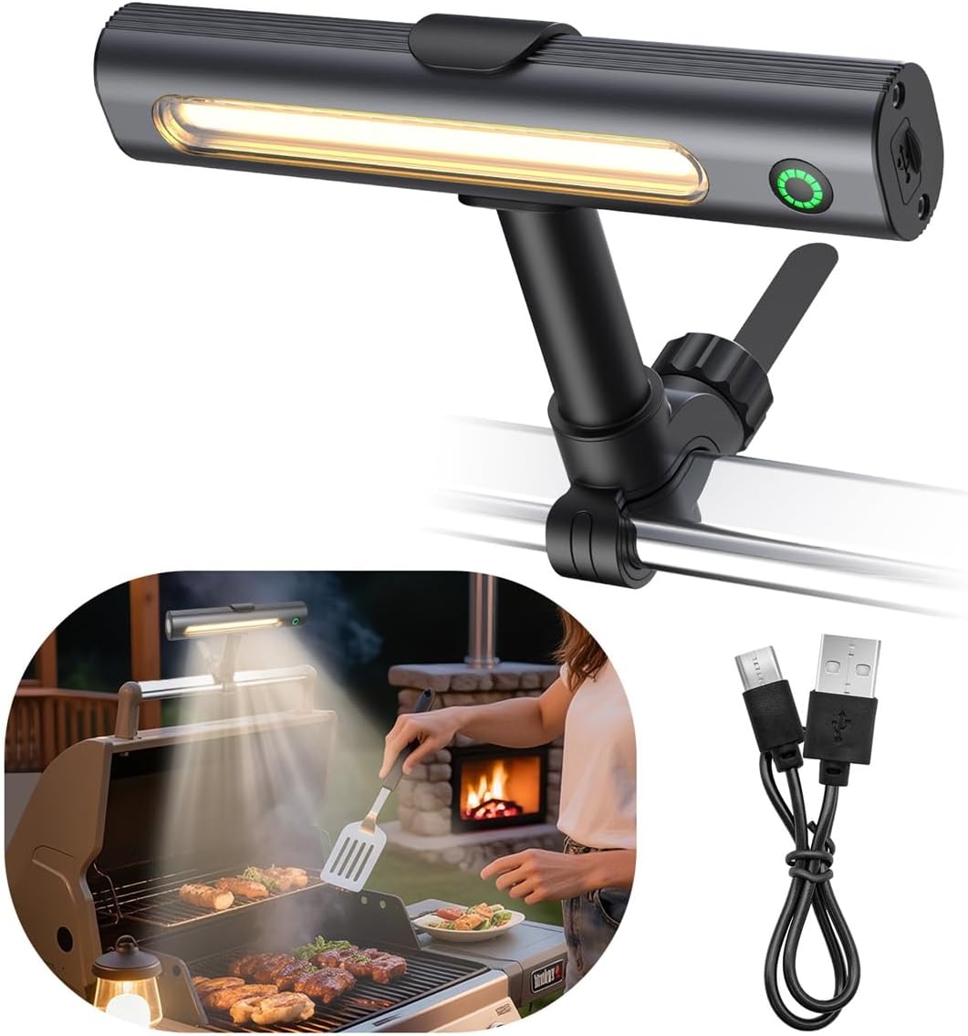 Luz recargable parrilla 360° USB-C IPX5 brillo 2 niveles