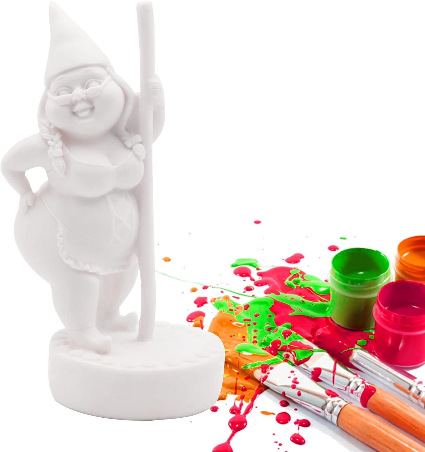 Estatua gnomo bailarín sin pintar 6.7pulg exterior