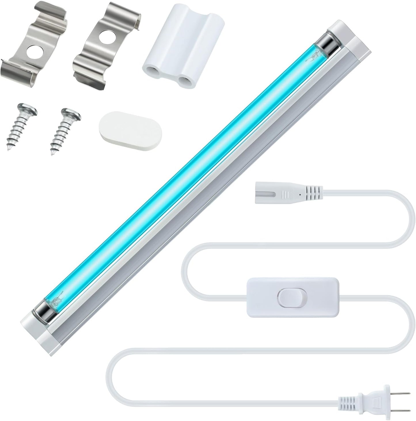 Luz UV germicida doble 6 W 110 V con cable interruptor