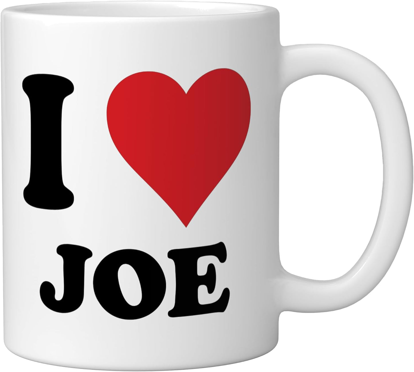 Taza cerámica personalizada I Heart Joe First Name I Love en blanco