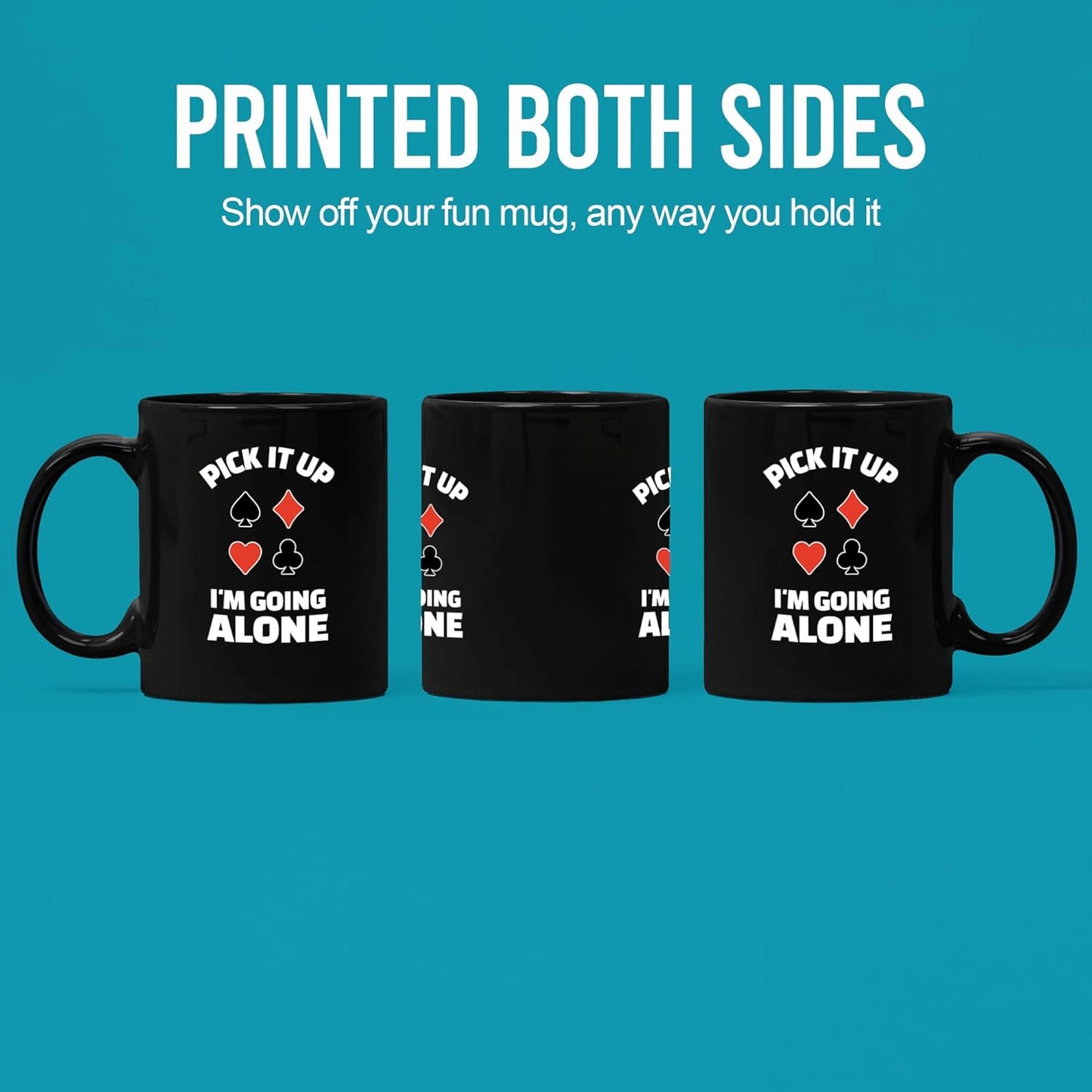 Vaso de cerámica negro para regalo, juego de cartas Euchre