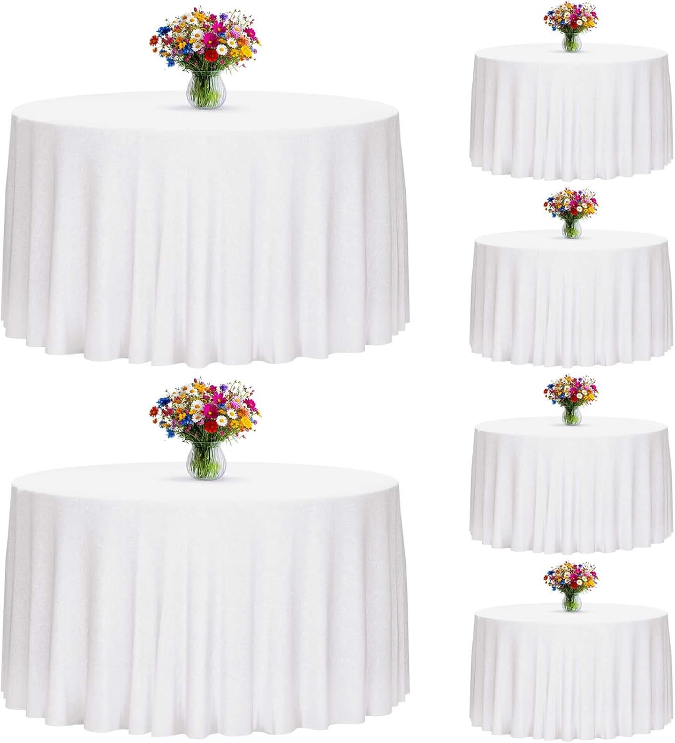 Mantel Redondo Poliéster Cepillado 120pulg Set 6