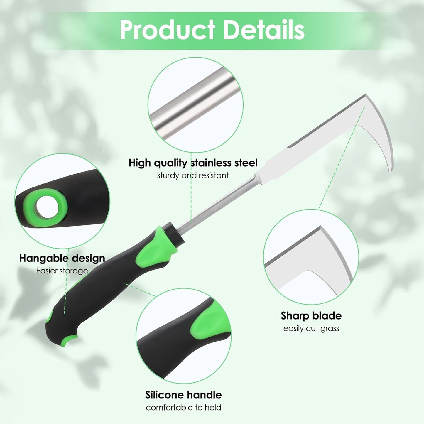 Herramienta desmalezadora manual 3 pzas mango goma 4 dientes