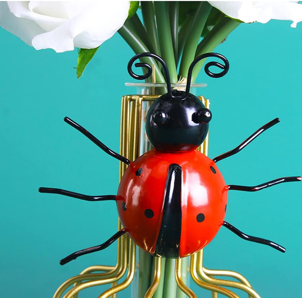 Decoración mariquitas metal 3D para valla jardín