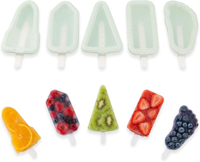 5 Moldes Silicona Paletas Helados Congelador Fácil Liberación