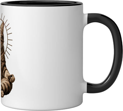 Taza de cerámica para yoga pose loto gato namaste zen om negro/blanco