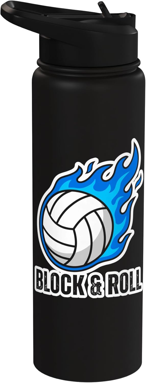 Botella de agua acero inoxidable aislada para jugador de voleibol